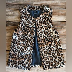 Talbots Leopard Print Faux Fur Vest -NWT